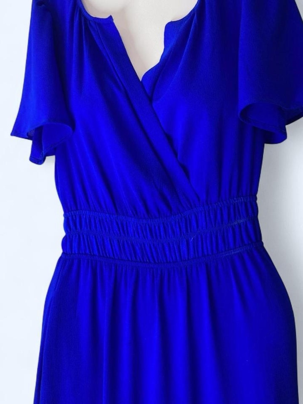 Monteau blue dress long with wrap top and elastic waist XS